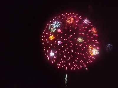 夕食と花火