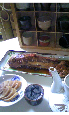 ほうぼうの煮付けと大根の味噌漬け(酒の肴)