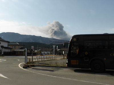 朝地まで開通した中九州道を通って高森へ