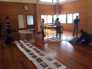 公民館2階での作業 公民館2階での作業