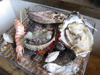 海を見ながら、磯焼きを。