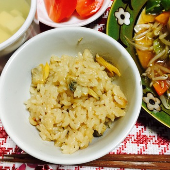 八宝菜とあさりご飯