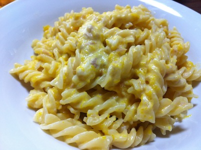 かぼちゃのクリームソース&やせうまパスタ。