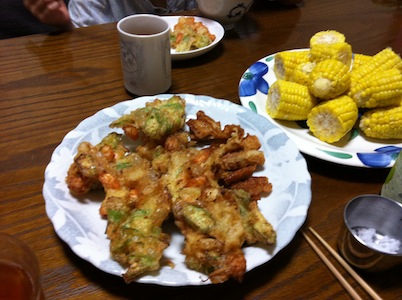 エビとオクラのかき揚げ。