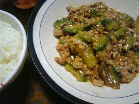 ひすいなす麻婆+ゴーヤ。