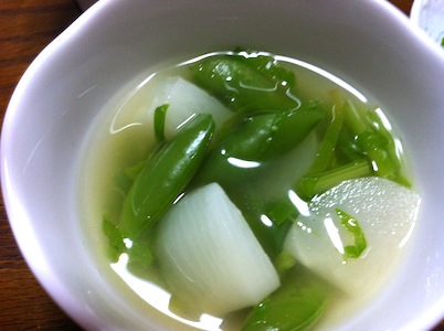 わさび菜とかぶを味わう。