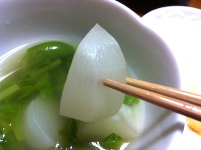 わさび菜とかぶを味わう。