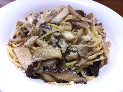 しいたけとえりんぎのスパゲッティーニ。