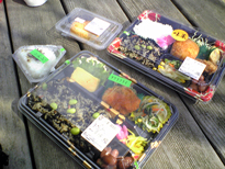 青い空の下でお弁当