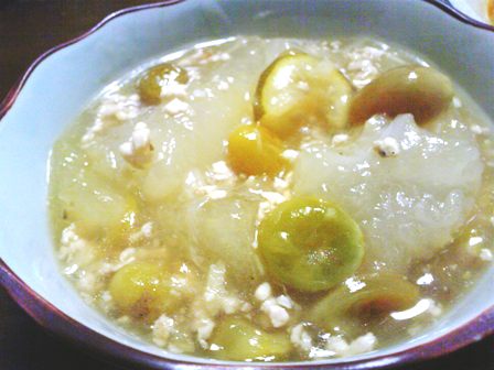 冬瓜、そぼろあんかけ。ギンナン入り。