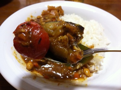 焼きなすと夏野菜のカレー。