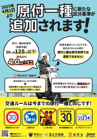 原付一種に新たな区分基準が追加になりました