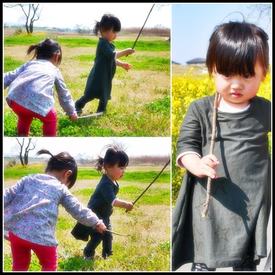 菜の花とちびっこ♪