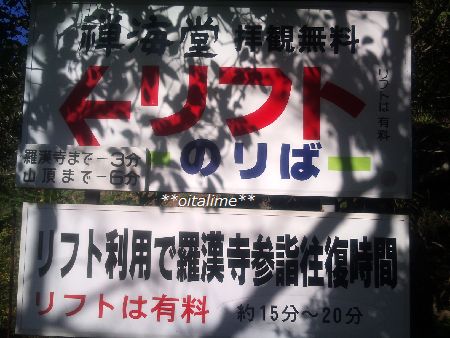 羅漢寺参詣用リフト乗り場の画像