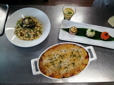 ヒエでグラタン*☆・飾りずし*☆・サラダ*☆＆スイーツ