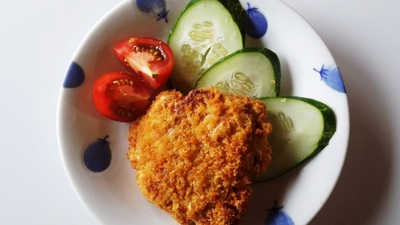 大豆蛋白のとんかつ風＆カツバーガー（ワンコンクッキング）
