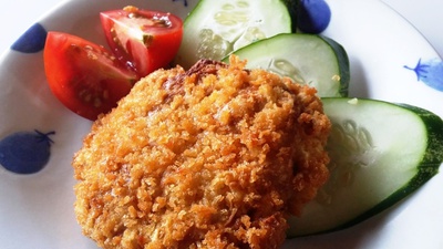大豆蛋白のとんかつ風＆カツバーガー（ワンコンクッキング）