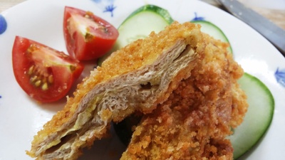大豆蛋白のとんかつ風＆カツバーガー（ワンコンクッキング）