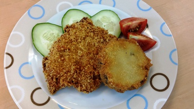 大豆蛋白のとんかつ風&カツバーガー(ワンコンクッキング) 大豆蛋白のとんかつ風&カツバーガー(ワンコンクッキング)