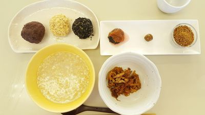 *7倍粥 *胡麻無双 *切干大根と油揚げの煮つけ *三色おはぎ *7倍粥 *胡麻無双 *切干大根と油揚げの煮つけ *三色おはぎ