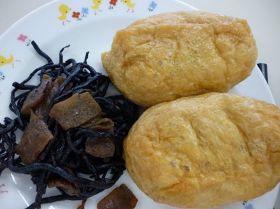 いなり寿司＊吸い物＊ひじきこんにゃく＊ショソン