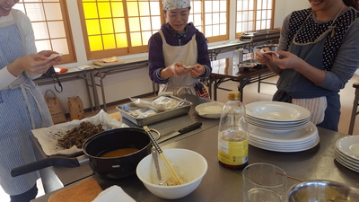 粟とカボチャのクロケット&キノコの米パスタ&ひよこ豆スープ 粟とカボチャのクロケット&キノコの米パスタ&ひよこ豆スープ