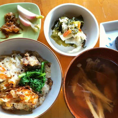 天丼*わかめと白菜の酢味噌あえ* 天丼*わかめと白菜の酢味噌あえ*