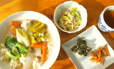 けんちん蕎麦*もやしのサラダ けんちん蕎麦*もやしのサラダ