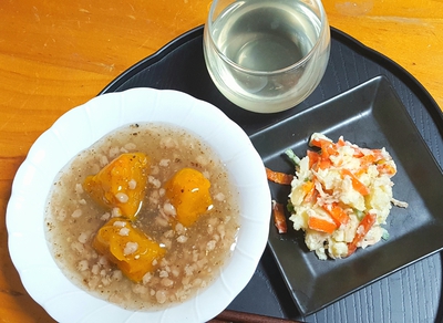 カボチャの葛あんかけ*ポテトサラダ カボチャの葛あんかけ*ポテトサラダ