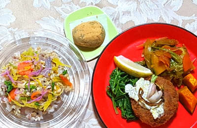 ちらし寿司*かぼちゃコロッケ*野菜の水なし炊き ちらし寿司*かぼちゃコロッケ*野菜の水なし炊き