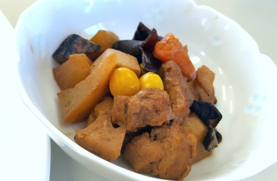 #野菜寿司 ・#蓮根すりながし汁 ・#高野豆腐の八丁焼き ・#つくも煮 ・#白玉椿 #野菜寿司 ・#蓮根すりながし汁 ・#高野豆腐の八丁焼き ・#つくも煮 ・#白玉椿