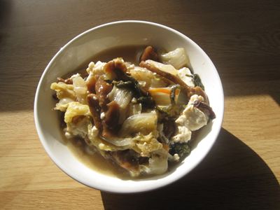 白菜ときのこのみそ煮込み＆セロリのきんぴら