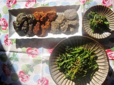 小豆昆布と三色野菜もち