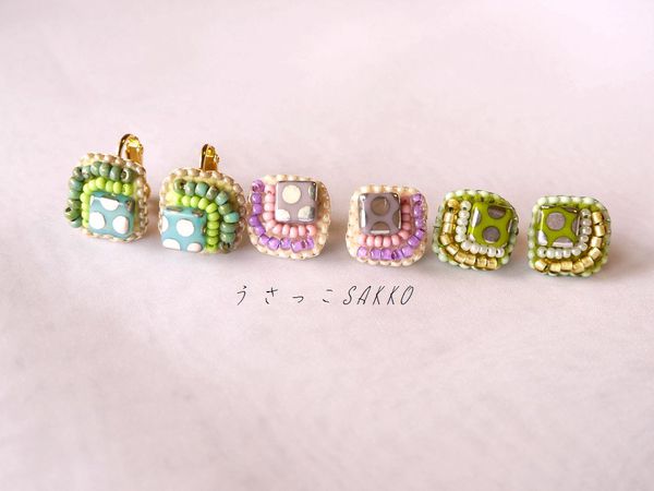 みずたま四角のピアス・イヤリング！