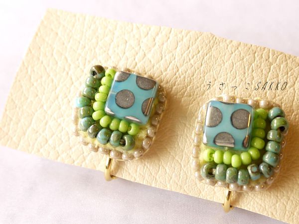 みずたま四角のピアス・イヤリング！